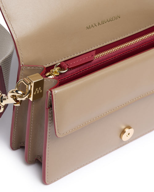 Multicolour Intarsia Leather Bag with Detachable Canvas Strap